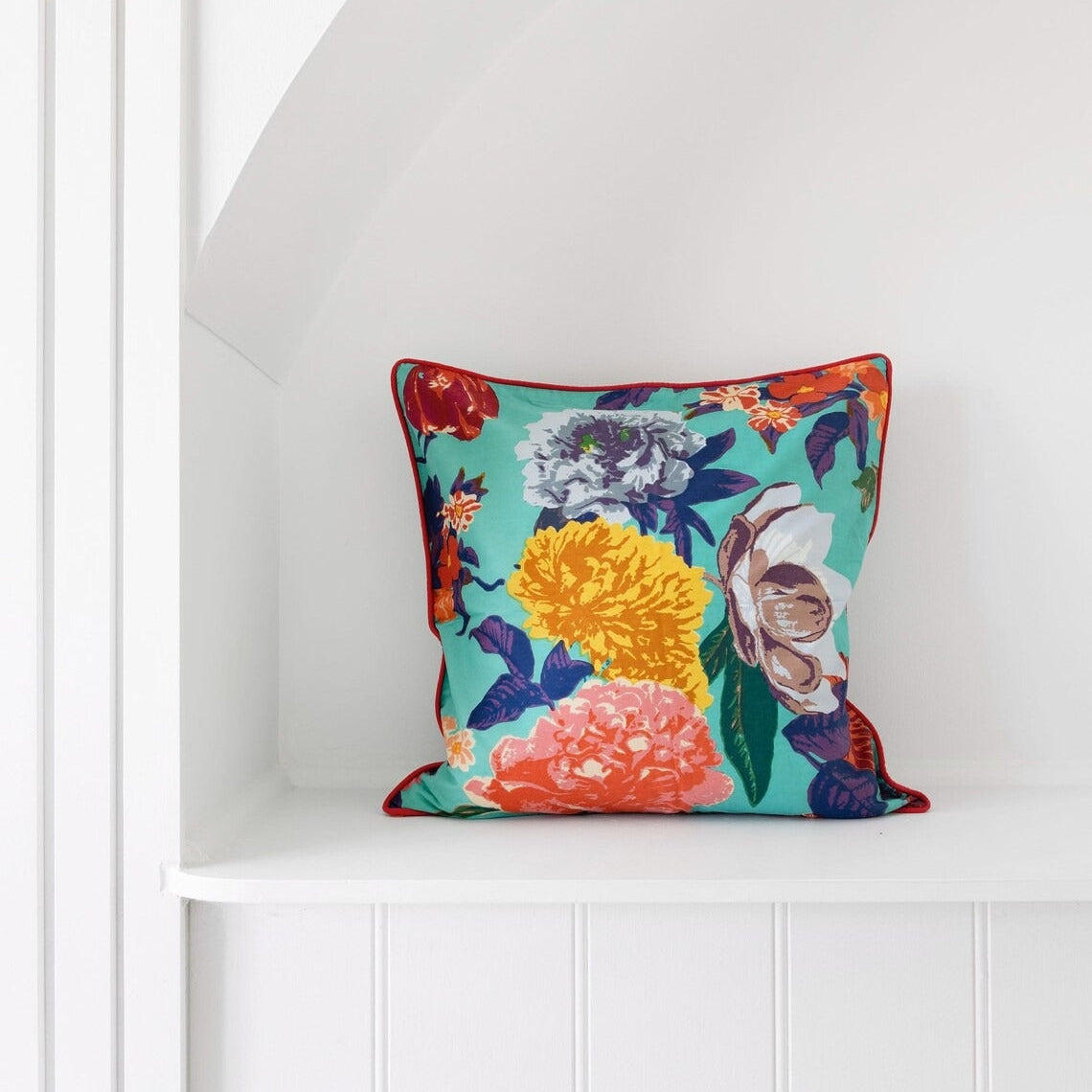 Mexican Painter Pillow Case, Frida Floral Decorative Cushion, Mexican Painter Art Garden Country - TURQUOISE ANTHRO FLORAL