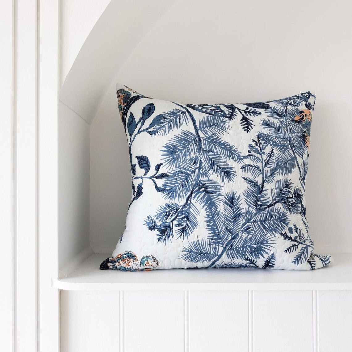 Mexican Painter Pillow Case, Frida Floral Decorative Cushion, Mexican Painter Art Garden Country - Blue Owl