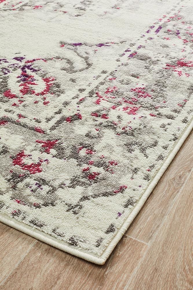 Alexa Transitional Rug White Pink Grey - Cheapest Rugs Online