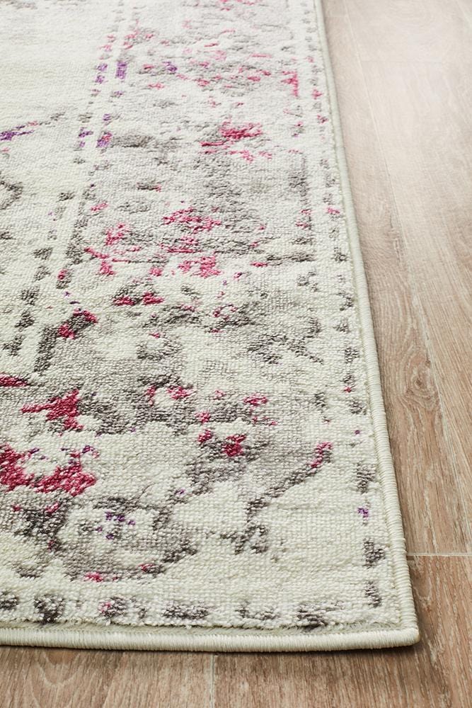 Alexa Transitional Rug White Pink Grey - Cheapest Rugs Online