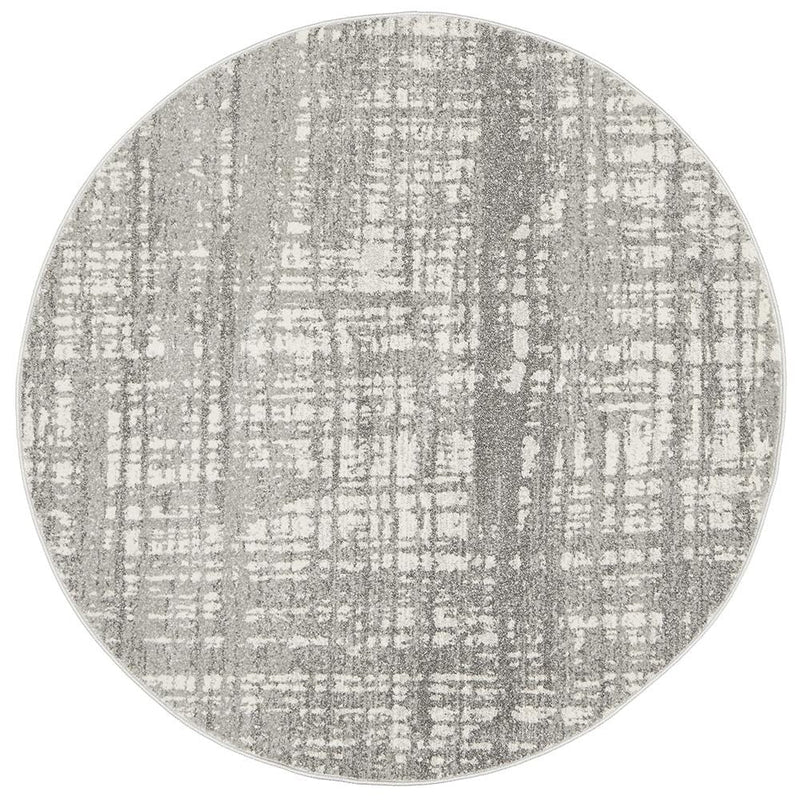 Round Silver Mirage Abstract Rug
