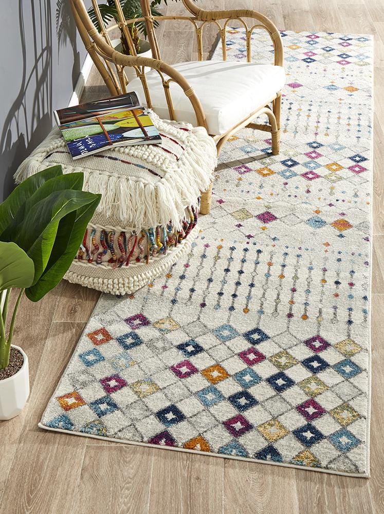Mirage White & Multi Runner Rug