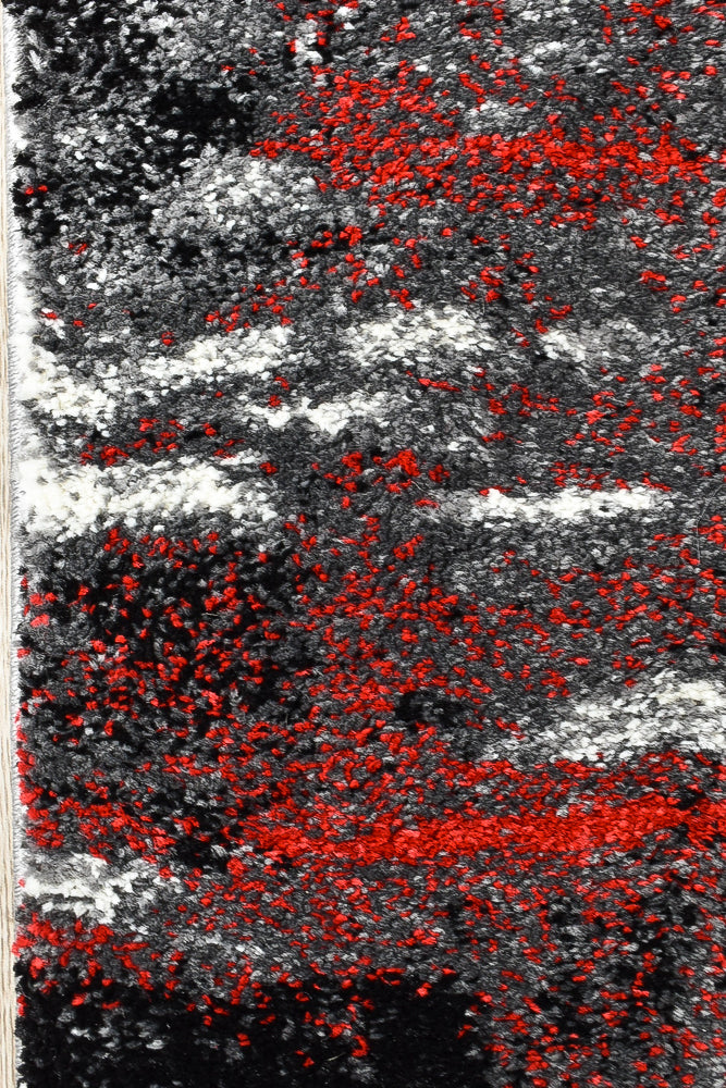 Dahlia 347 In Light Grey & Red : Runner Rug