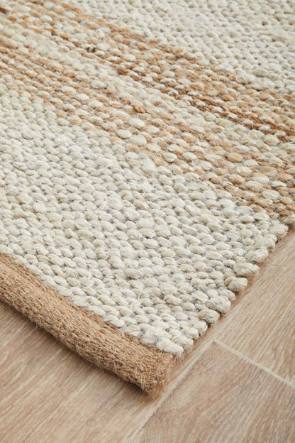 Noosa Stripes in White and Natural : Runner Rug