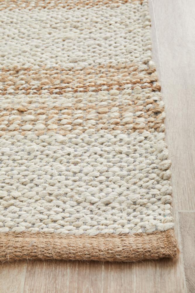 Noosa Stripes in White and Natural : Runner Rug
