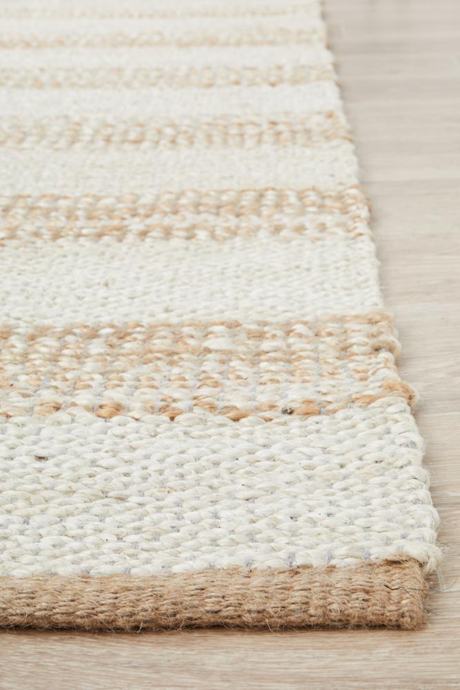 Noosa Stripes Rug In White And Natural