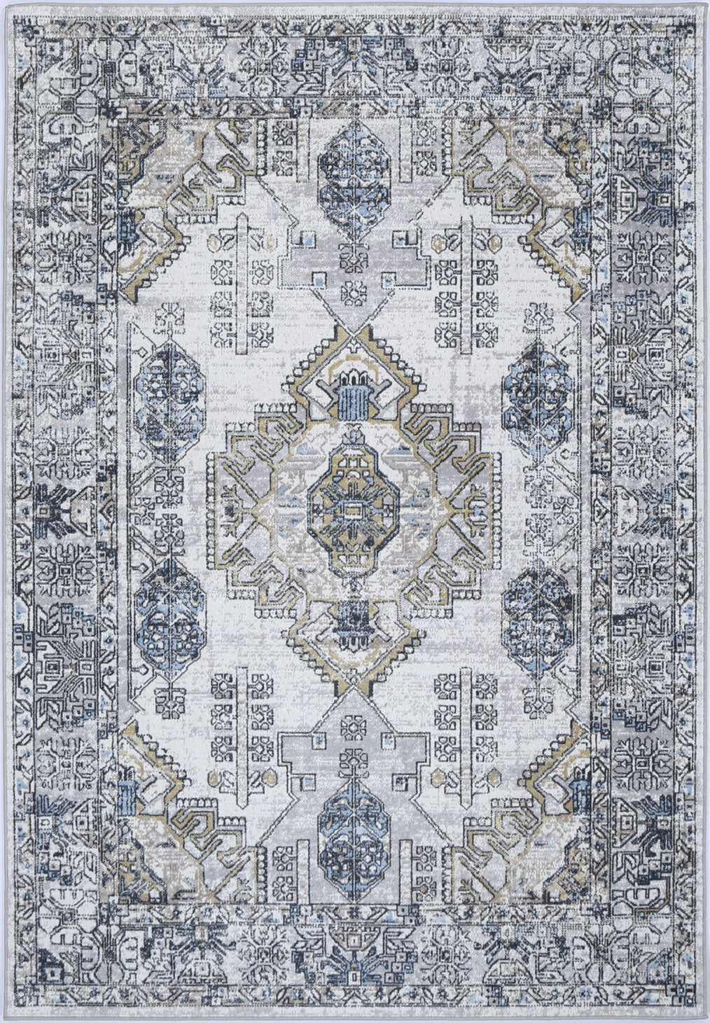 Limani Traditional Rug In Grey & Blue