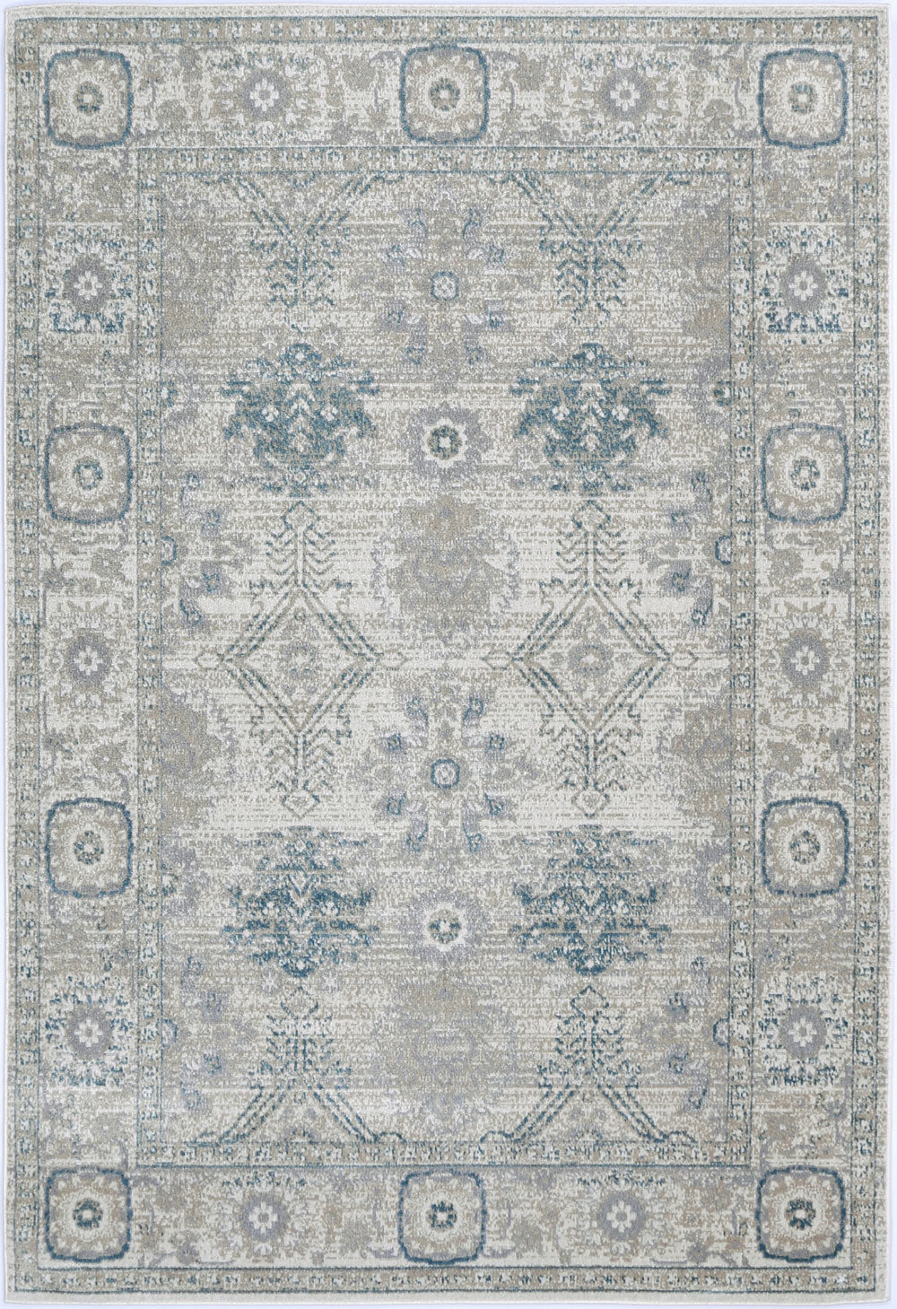 Limani Traditional Rug In Cream & Blue