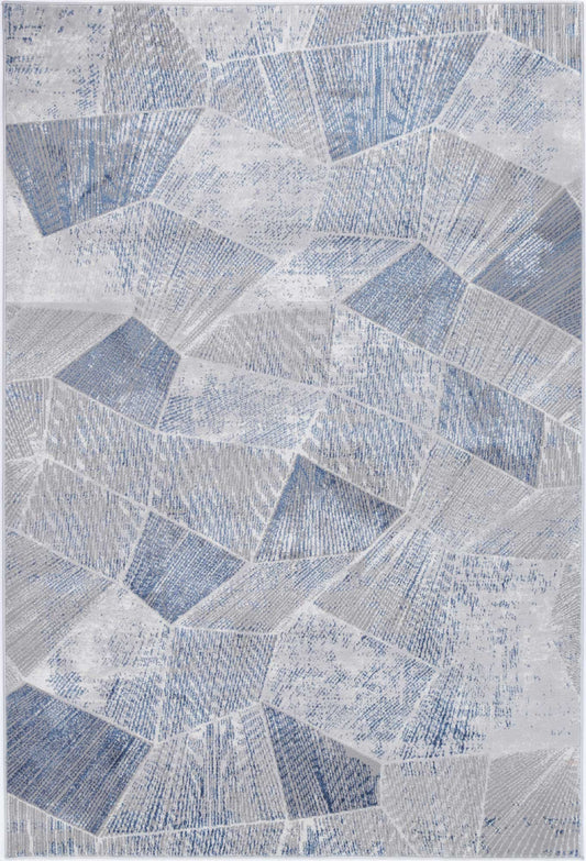 Portofino Geometric in Grey & Blue Rug