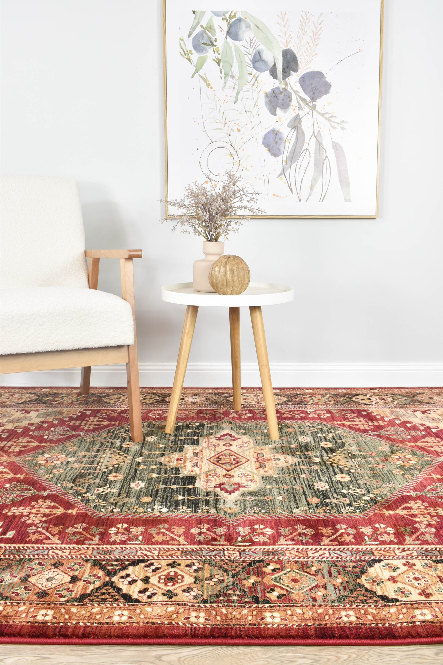 Vienna Opulent Charm Traditional in Red & Cream Rug