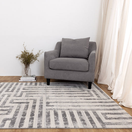 Ruby Maze in Grey Rug