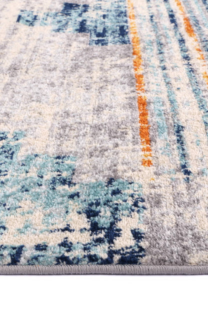 Sicily Noto Contemporary In Blue & Yellow Rug