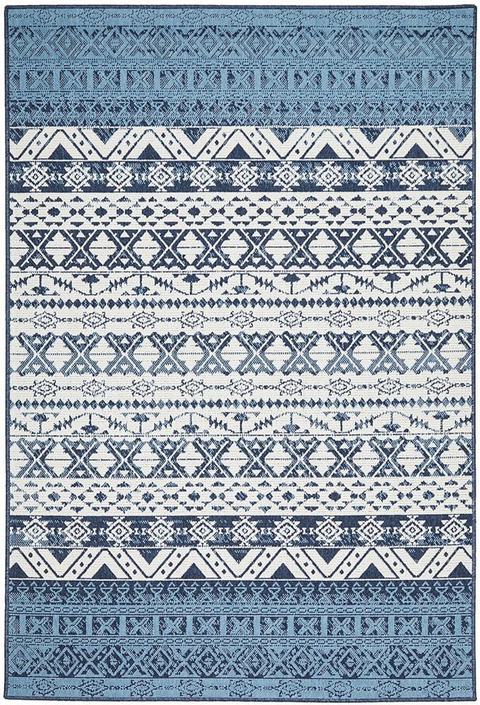 Seaside Ripples Blue And White Rug