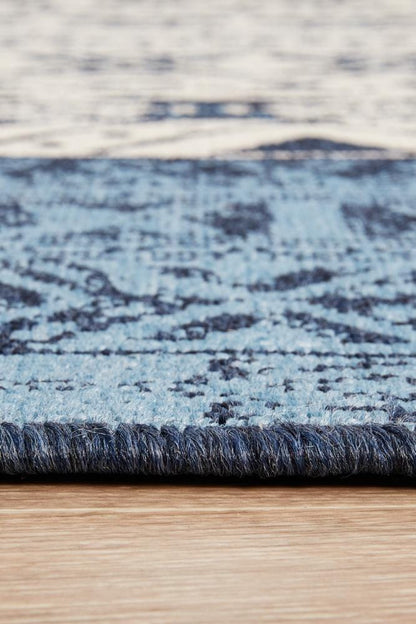 Seaside Ripples Blue And White Rug