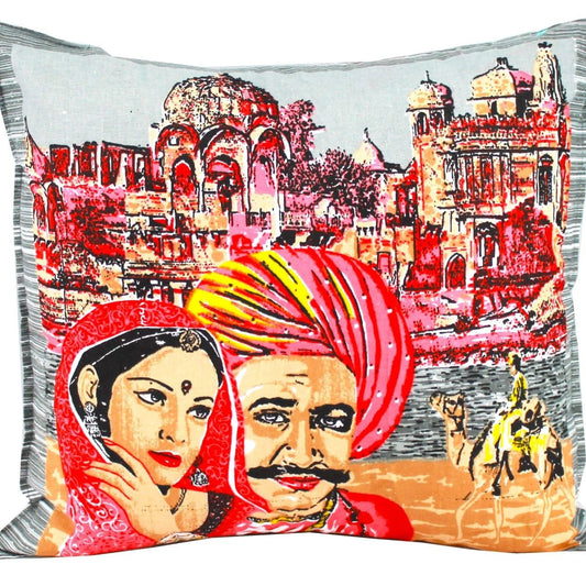 Exotic Elegance 100% Hand-Printed Cotton White In Cushion Cover