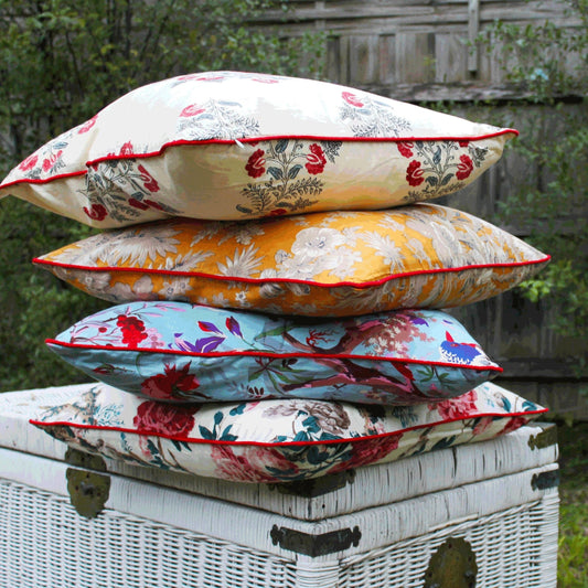 Blooming Botanics 100% Handmade Cotton In Multicoloured Cushion Cover