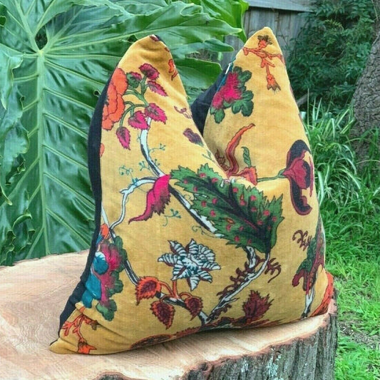 Flora Mexicana 100% Cotton Velvet Multicolour In Cushion Cover