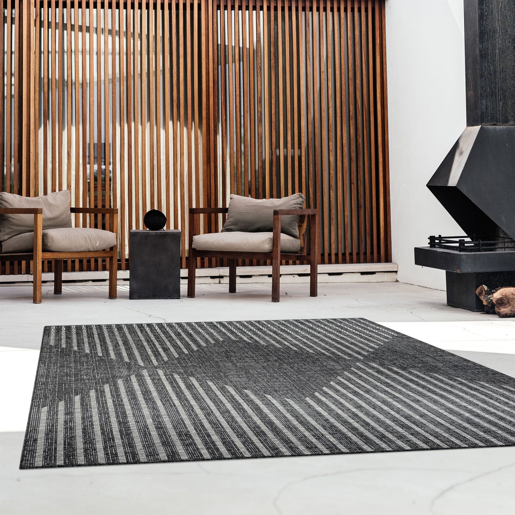 Alfresco 425 Ebony In Black Rug – Cheapest Rugs Online