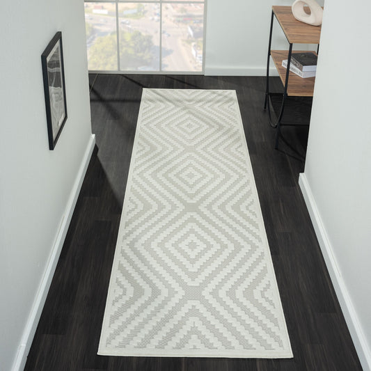 Calm 419 Linen In White : Runner Rug